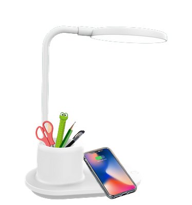 LED Desk Lamp With Wireless Fast Charger and Pen Holder for Home and Office Multifunction Charger