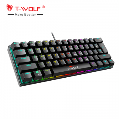 Factory directly sale TWOLF T61 Mechanical Gaming Keyboard Computer Gamer 61keys RGB Backlit Wired Keyboards For Laptop gamer