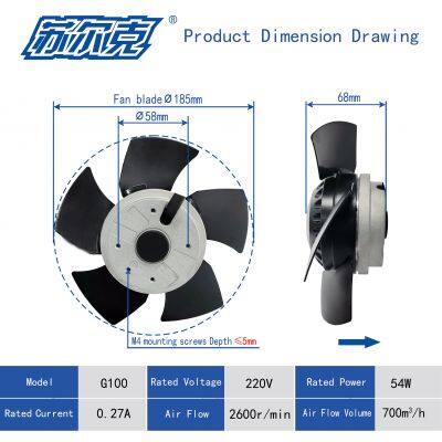 Industrial 186mm Axial Fan for Efficient Cooling Solutions 230V 400V