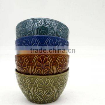 Emossed ceramic melting bowl with retro colour