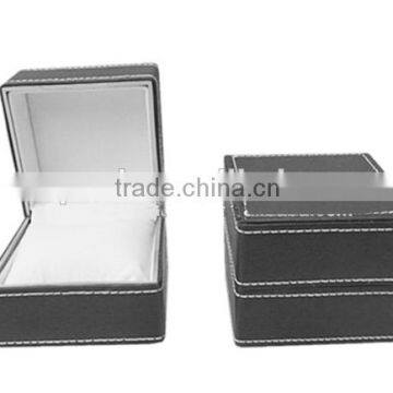 hot sale leather covered with plastic frame stitching watch gift box with pillow insert T1080