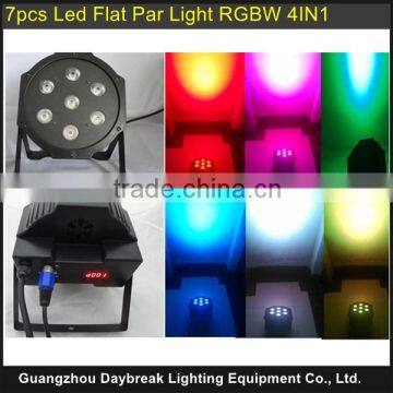 Stage Wash Light 7pcs x 10w RGBW Quad 4 in 1 Led Flat Par Light DMX / Sound / Auto / Master Slaver Control DJ Led Par Light