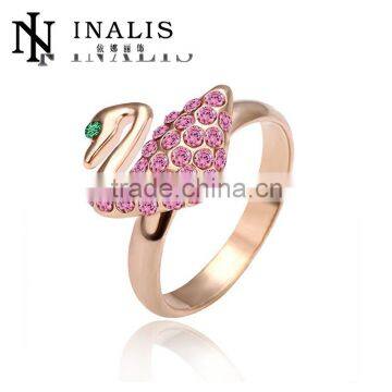 hot Elegant design swan shape ruby ring fashion 18k plated animal ring LKN18KRGPR003