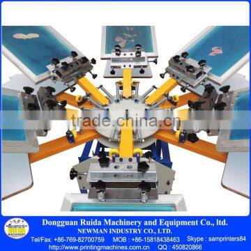 cheap carousel flat beds 6 color 6 station manual t-shirt screen printing machine
