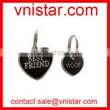 Wholesale Vnistar enamel black big hook charm in heart shap with best friend and woof stamped TC011