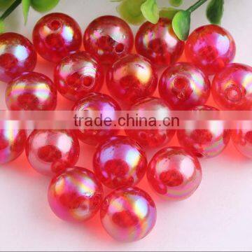 Red AB Color 10MM to 20MM Stock Round Acrylic AB Effect Transparent Beads for Chunky Necklace Wholesales