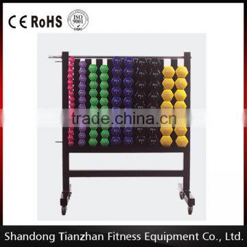 China Dumbbell Rack with Wheels for 44 Pairs Vinyl Dumbbells TZ-8004B