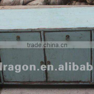 Chinese antique furniture blue pine wood Dongbei four door four drawer cabinet