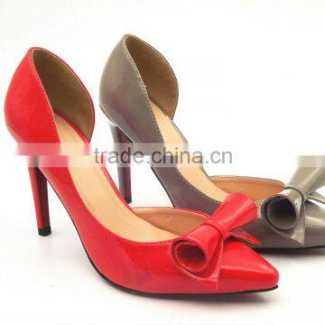 latest high heel pointed toe a side empty lady shoes with flower