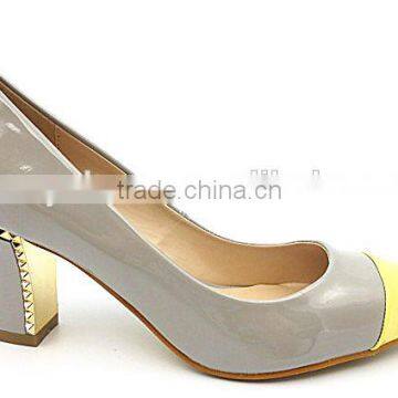 shining stylish closed toe middle heel pointed toes shoes for dress women high heel shoes