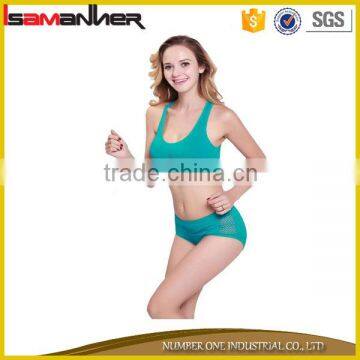 Ladies sexy crane sports underwear wireless sport running bra with underwear