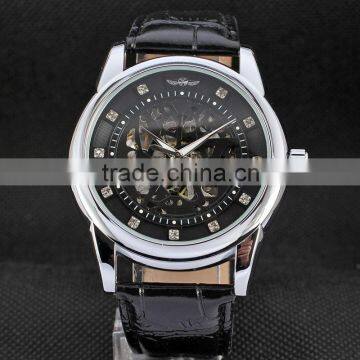 Vogue Leather Strap Watch Fashion Casual Men Skeleton Mechanical Watches Clock Male Relogio Masculino Wristwatches Erkek Saat photo-6