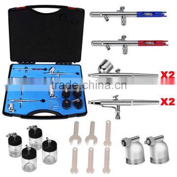 Gravity Suction Multifunction Dual Action Stainless Steel 6pcs Airbrush Set for Cake Nail Body Paint AS-36