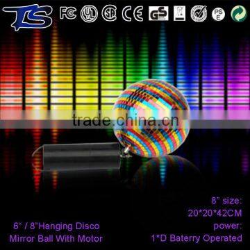 Rotating disco lights pvc hanging mirror ball with led motor for party