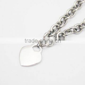 Top Quality Stainless Steel Chunky Chains Heart Necklace photo-5