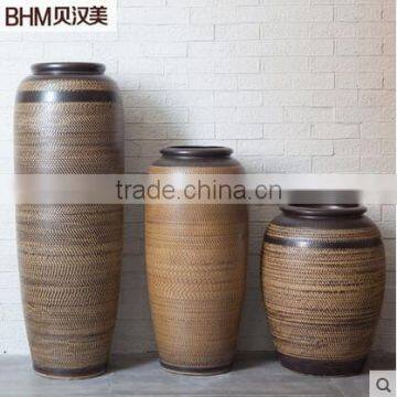 Chinese traditional brown vase ceramic chinese big for hotel deco