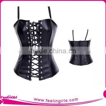 Wholesale Front Lace Up Hot Sex Women Photo Leather Corset