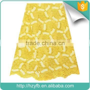 2016 African water soluble cord lace fabric stock yellow wedding dress fabric                        
                                                                                Supplier's Choice