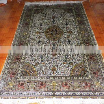 isfahan vintage double knots handmade silk carpet in guangzhou