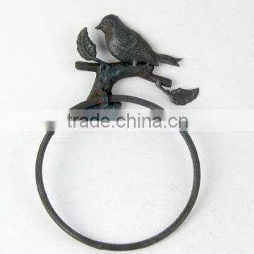 KS4420MC-metal towel ring w/finch