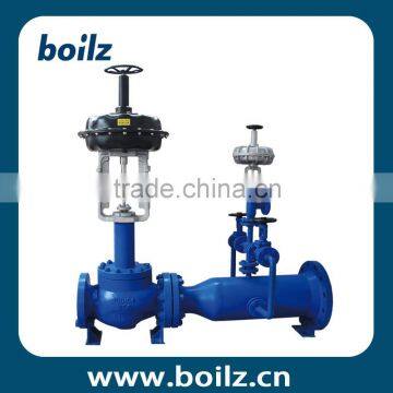 Pneumatic split pressure reducer control valve for industrial steam control