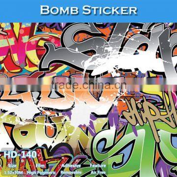 HD-140 Hot Sale Removable Car Wrapping Sticker Bomb Automobile Foil