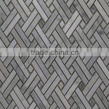 basketwave design white grey marble mosaic wall tile