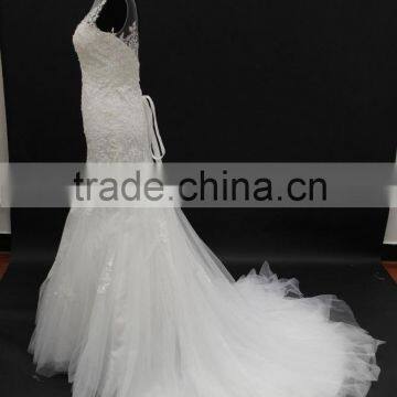 Best Selling Wedding Gown Sexy Low Back Lace up Back Sleeveless Mermaid Wedding Dress photo-4