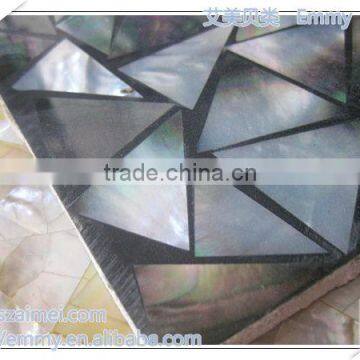 Triangle black/gray mother of pearl seashell mosaic with black Resin wall tile