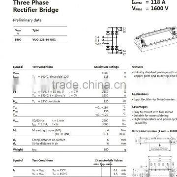Quality Guarantee Three Phase Bridge Rectifier Module MVUO121-16NO1 photo-3