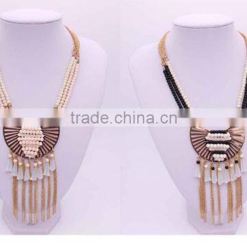 2016 mixed colors bead beautiful chain link necklace,boho necklace,beaded necklace for woman NK-1011