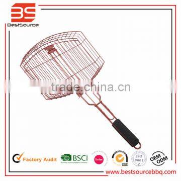 Barbecue Grills Meshes Folder Grilled Fish Clip with Wood Handle for Fish, Hamburgers, Sausages