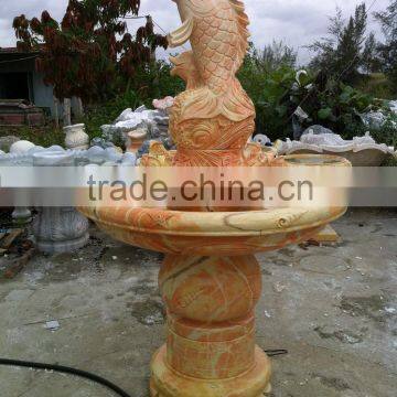 Fish outdoor marble water fountain hand carved stone sculpture from Vietnam