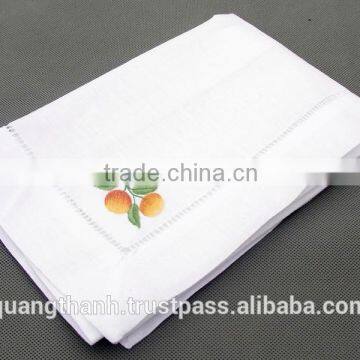 Hand Hemstitched Napkin, Embroidered Napkin, Embroidery Napkin, White Cotton Napkin, 100% Cotton Napkin