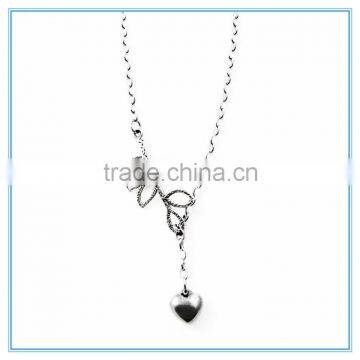 Dangling Heart & Branch Necklace Stainless Steel