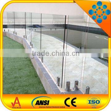 10-12mm clear tempered frameless glass pool fencing with quality stainless steel spigot