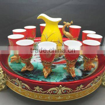 Customized logo ceramic wine cup,12 Animal Zodiac wine drink cups