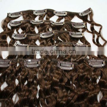 high quality deep wave style remy human hair Clip in hair extensions