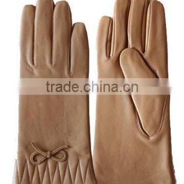 Classical Super Soft Fleece Lined Ladies Nappa Skin Leather Mittens