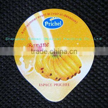 banana printed die cut yellow aluminium foil Lids for yogurts