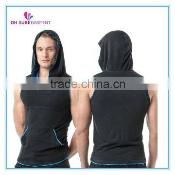 cotton french terry sleeveless hoody for men