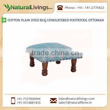 Massive Collection of Cotton Plain Dyed Rug Upholstered Footstool Ottoman at Market Price
