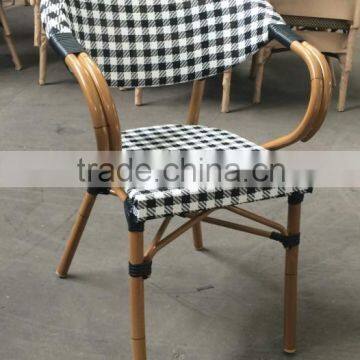 bamboo fabric aluminum cafe chair, outdoor stackable chair