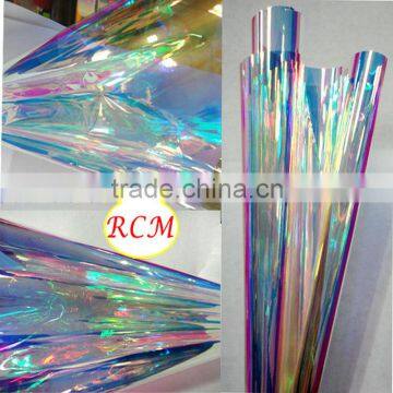 New Fashionable 26 Micron PET Iridescent Plastic Film, Spangle Film With Blue Light For Decoration