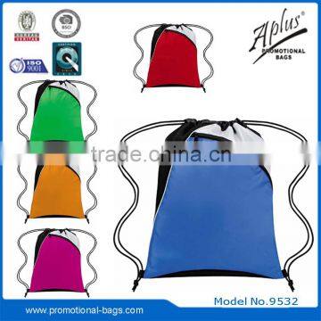 promotional drawstring bag custom with one front zipper pocket