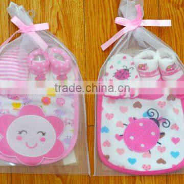 New style wholesale popular cheap cotton bibs mitten and socks