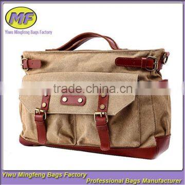 Vintage Style Large Capacity Tote and Shoulder Canvas Khaki Women Briefcase or Business Bag