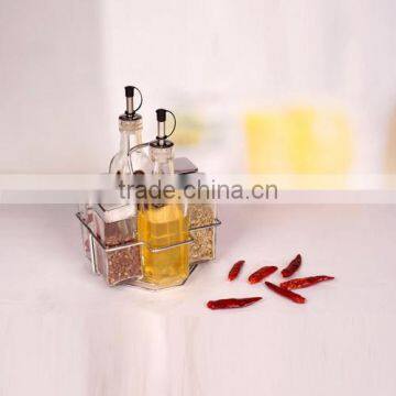 hot sale 7pcs square glass spice set oil bottle with rack