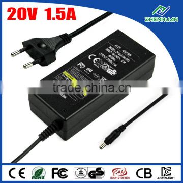 ktec adapter 20v 1500ma power dc adapter with CE KC