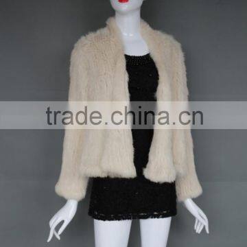 Hot Sale Women Out Wear Knitted Jacket Fashion Rabbit Fur Coat